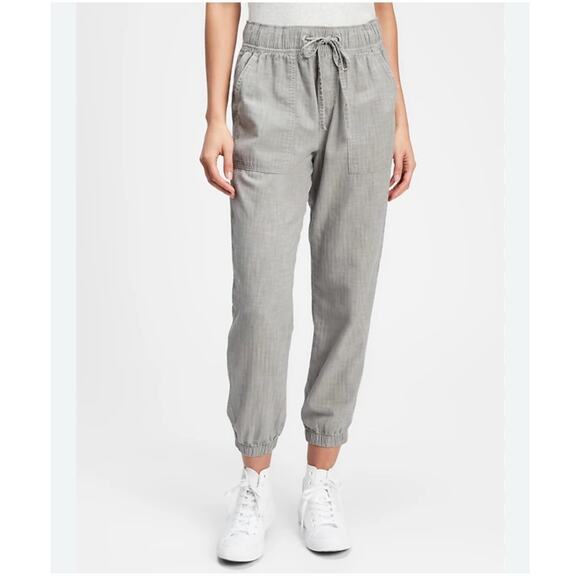 GAP Pants - Gap Rib Utility Jogger Grey Chambray Cotton Elastic Waist Women's S